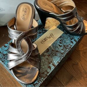 Eurosoft Valentina Shimmering Silver slip on heels